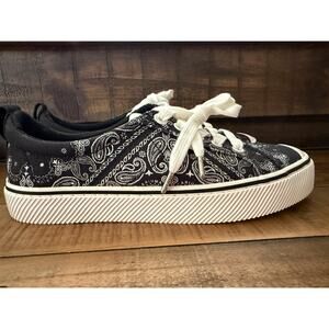 Cariuma Shoes Womens Sz 8.5 Bandana Canvas Sustainable Black White USA 100103B89